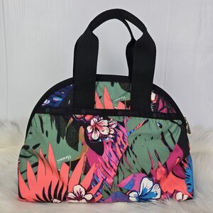 LeSportSac Hawaii Black Multicolor Floral Purse Hand Bag Satchel